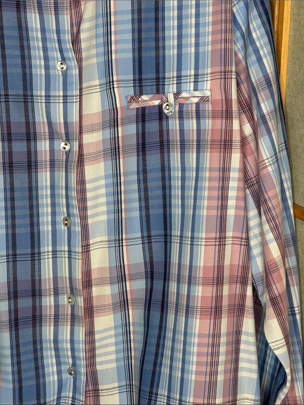 Alison Daley Women’s 18W Blue & Pink Plaid Button-Front Blouse - Picture 9 of 13